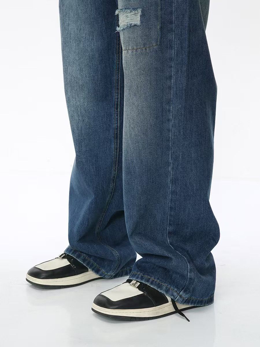 Japanese Brand × Jean Vintage patch ripped loose straight jeans Size US 30 / EU 46 - 5 Thumbnail