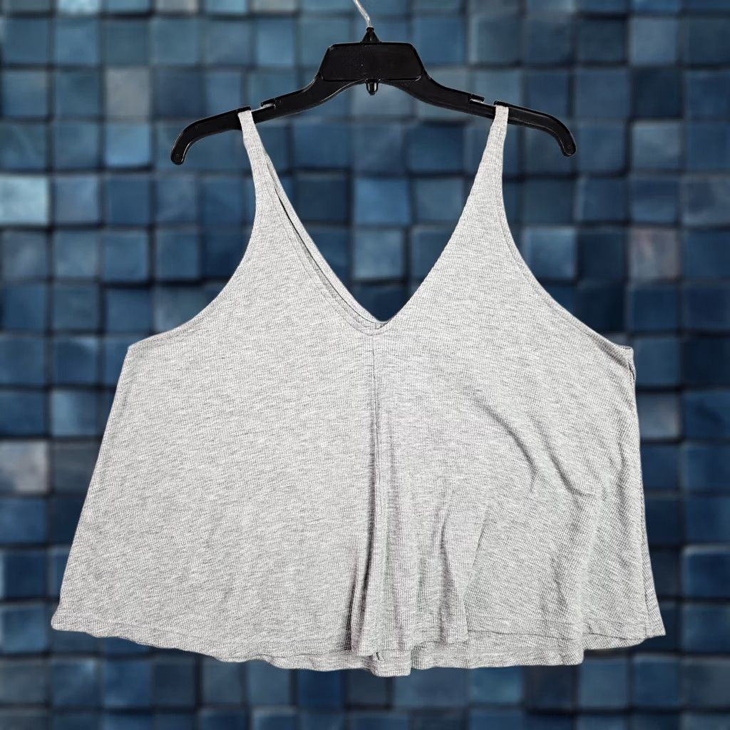 Free People Free People Tank Women’s Sleeveless Grey Cotton Blend V-Neck Sz S Basic Casual All Seasons Regular Shirt Womens Size S / US 4 / IT 40 - 1 Thumbnail