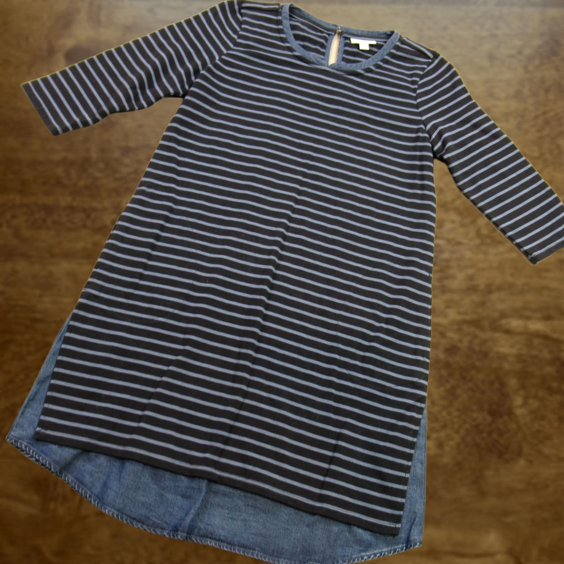 J. Jill J Jill Shirt Dress Womens XS Petite Long Sleeve Crew Neck Stripes Casual Knit 100% Cotton Knee Length Blue Women's Mens? Size XS / US 0-2 / IT 36-38 - 1 Thumbnail