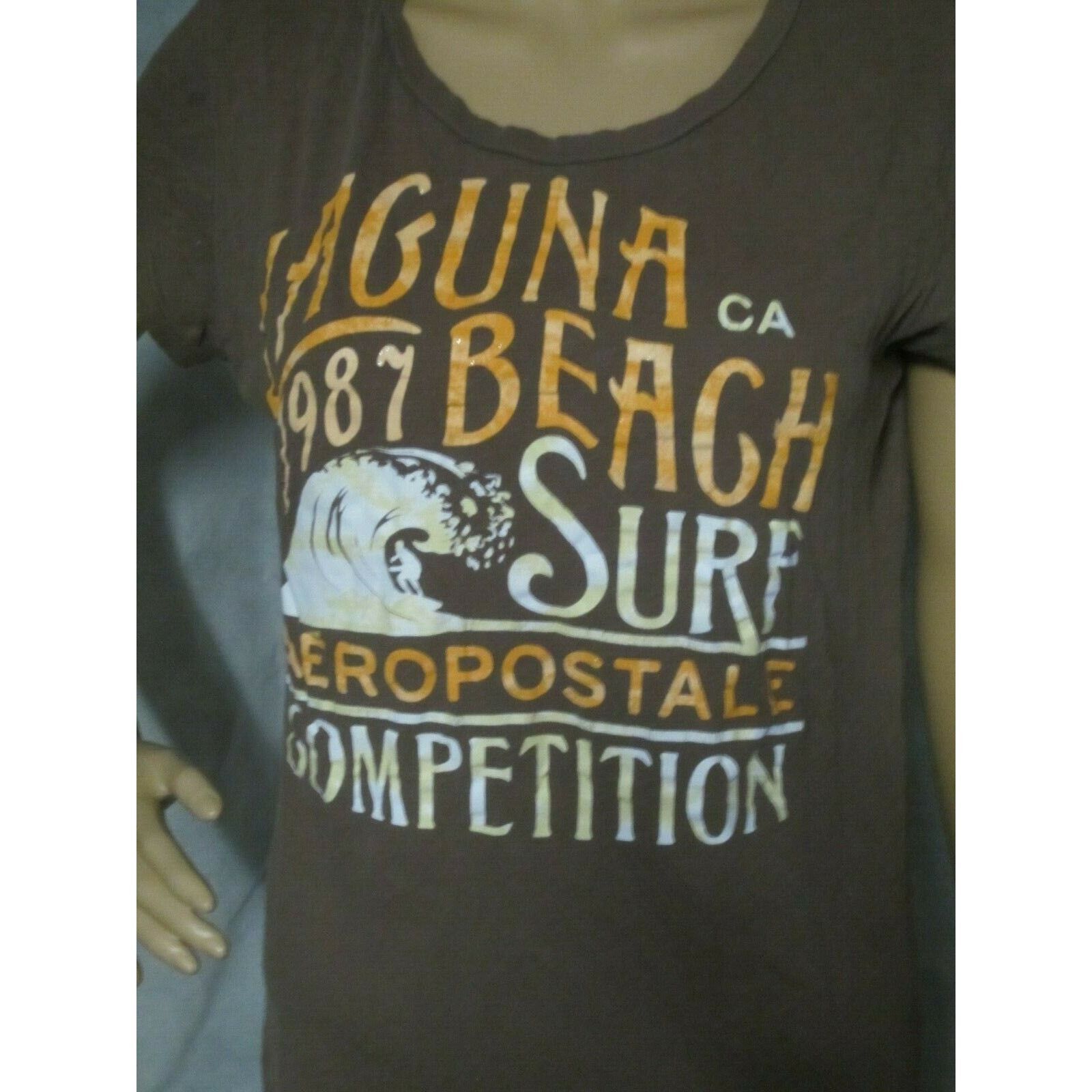 Aeropostale Surf Graphic Brown Tee Aeropostale Laguna Beach 1987 Size US XL / EU 56 / 4 - 4 Thumbnail