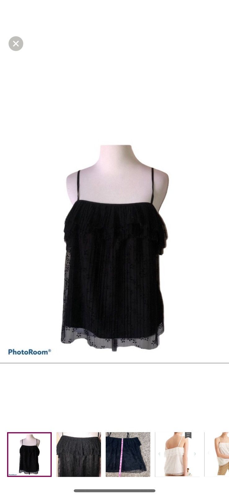 J.Crew J. Crew small black pleated lace tank top Size S / US 4 / IT 40 - 1 Thumbnail