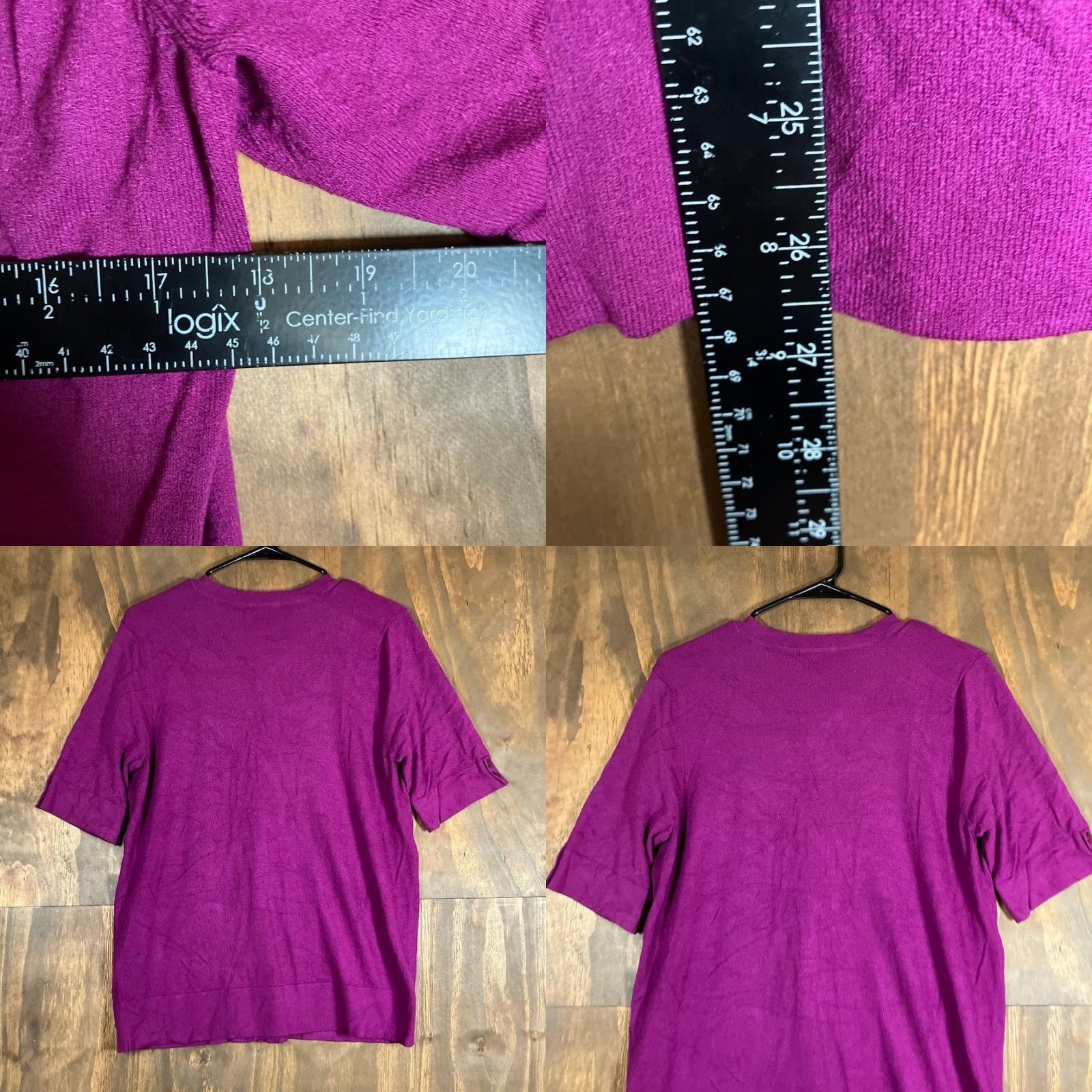 Ann Taylor Ann Taylor Womens Sweater Cardigan Purple V-Neck Short Sleeve L Size L / US 10 / IT 46 - 8 Thumbnail