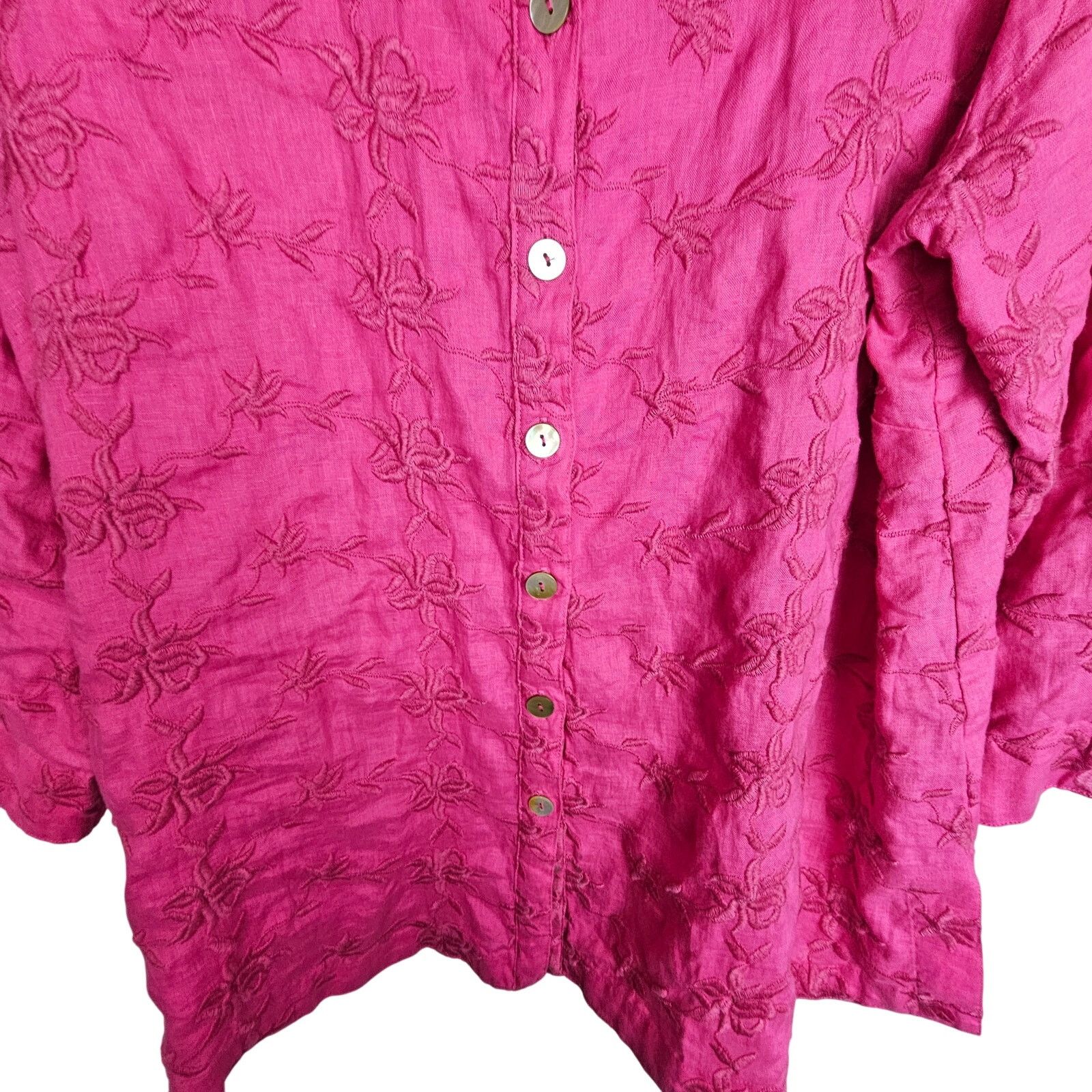 John Mayer John Mark Womens Happy Daz Floral Embroidered Linen Tunic Size XL / US 12-14 / IT 48-50 - 3 Thumbnail