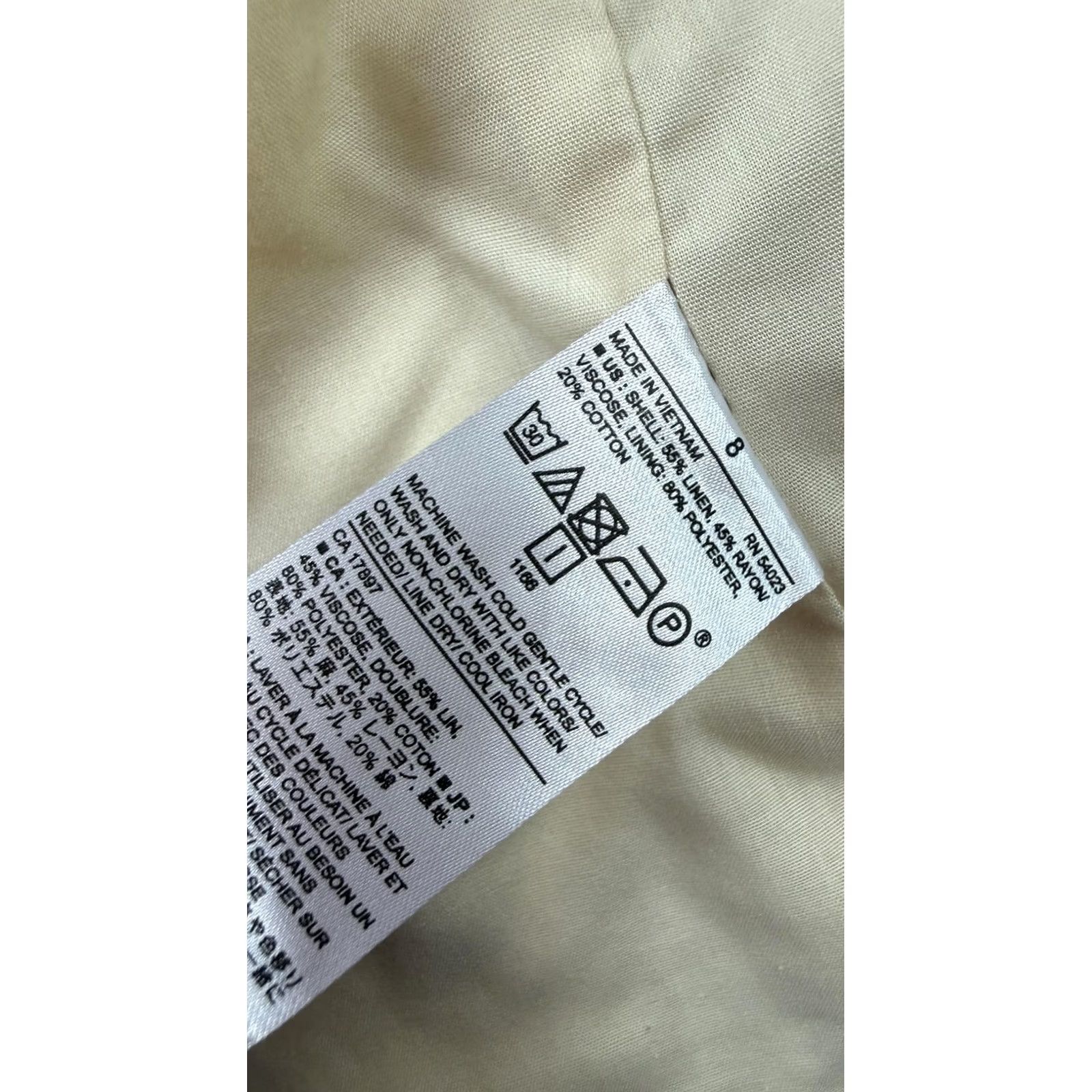 Banana Republic Banana Republic Blazer Womens 8 Beige Linen Blend Open Front Lined Casual Jacket Size M / US 6-8 / IT 42-44 - 5 Thumbnail