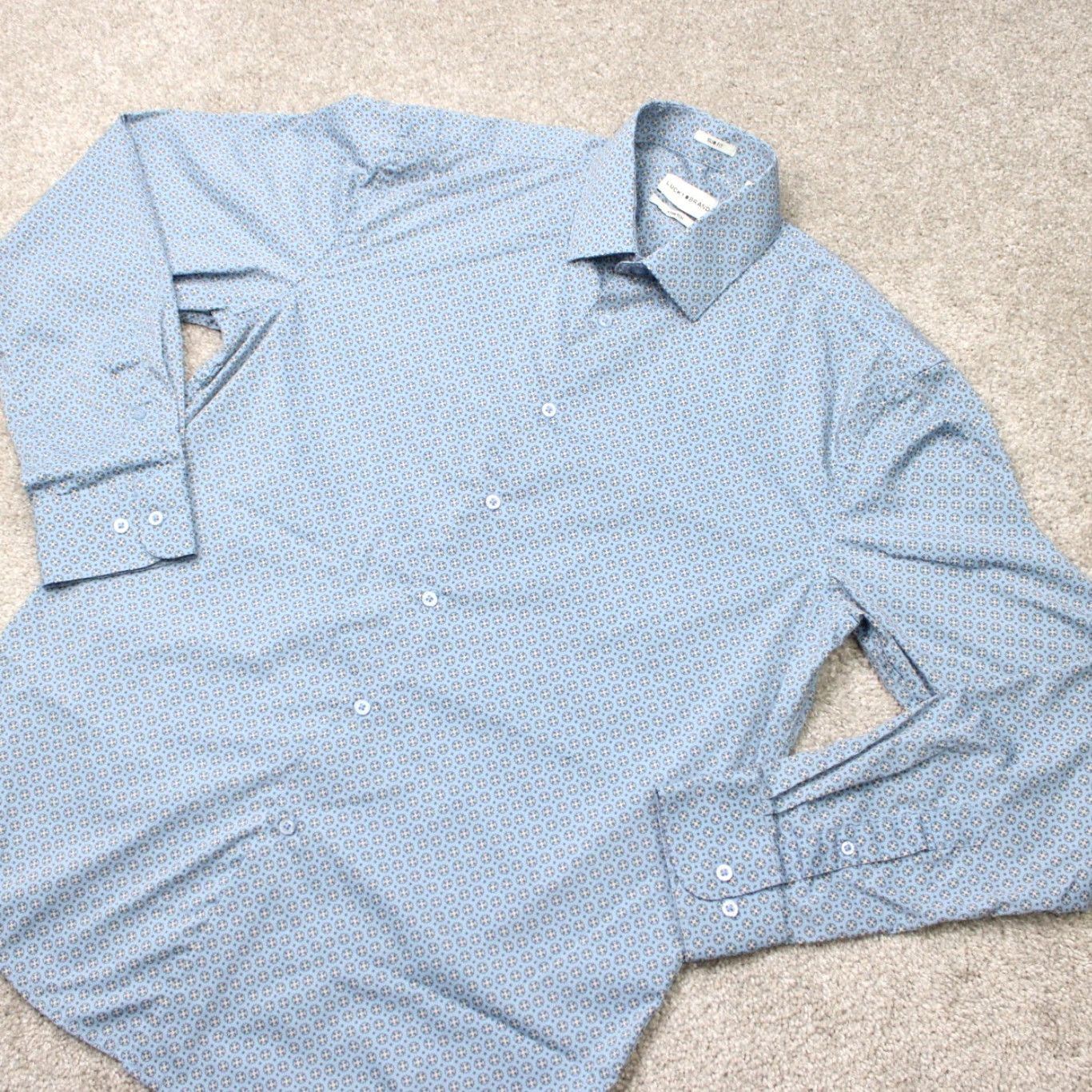 Lucky Brand Lucky Brand Shirt Mens Medium Blue Geometric Slim Fit Button-Up Long Sleeve Shirt Size US M / EU 48-50 / 2 - 3 Thumbnail