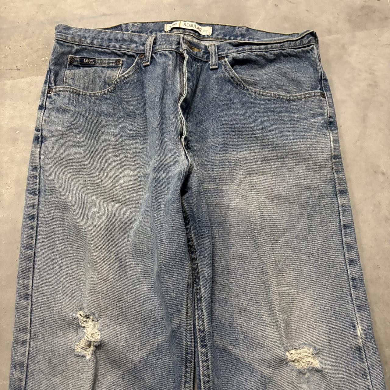 Japanese Brand × Vintage Crazy Vintage Y2K/2000s Grunge Medium Wash Distressed Denim Jeans! Size US 36 / EU 52 - 5 Thumbnail
