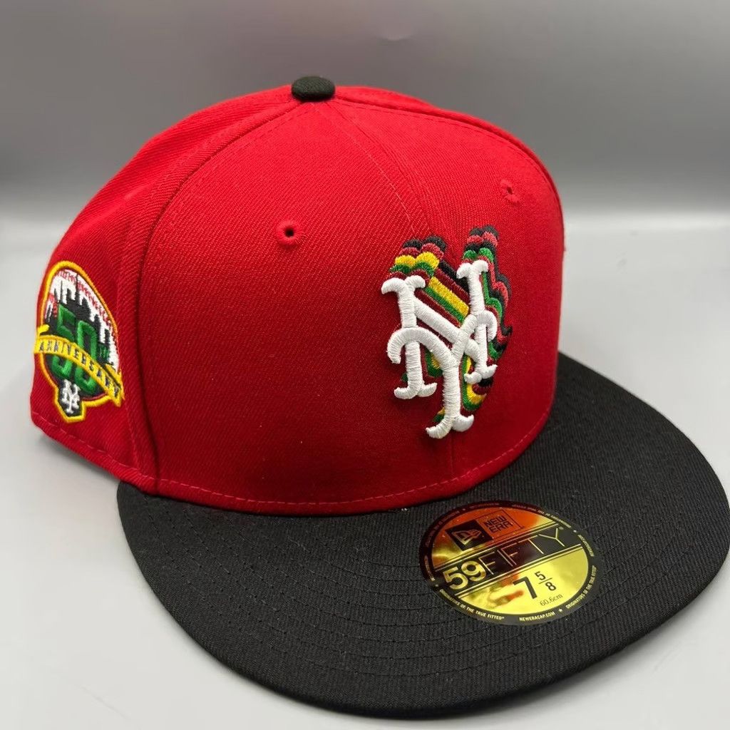 New Era New York Mets Hat Men 7 5/8 Red 59Fifty New Era Fitted Cap Size ONE SIZE - 1 Thumbnail