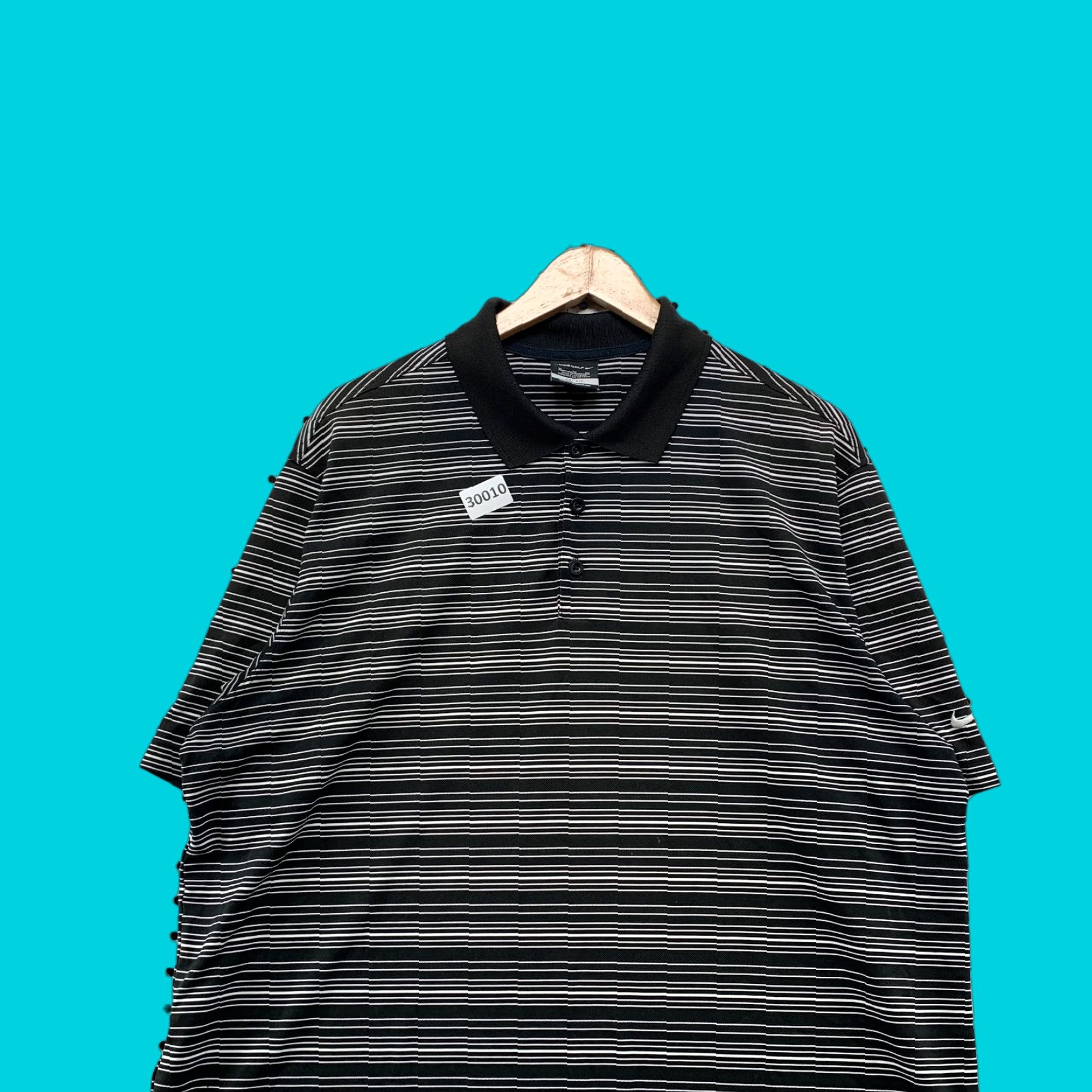 Nike VINTAGE Nike Golf Polo Shirt Mens XL Black Gray Striped Short Sleeve Nike Dri-Fit 24.5x30 Mens Shirts Polo Golf Size US XL / EU 56 / 4 - 1 Thumbnail
