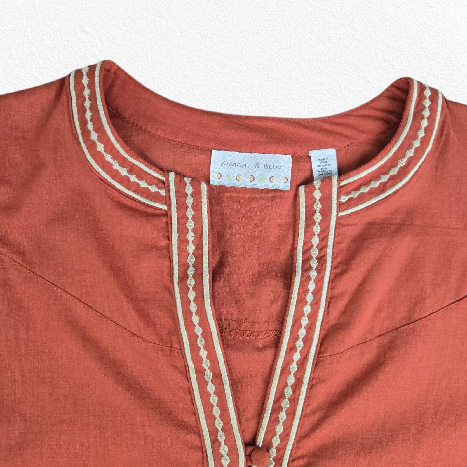 Other Terracotta Embroidered Boho Peplum Style Tunic Top Size XS Size XS / US 0-2 / IT 36-38 - 3 Thumbnail
