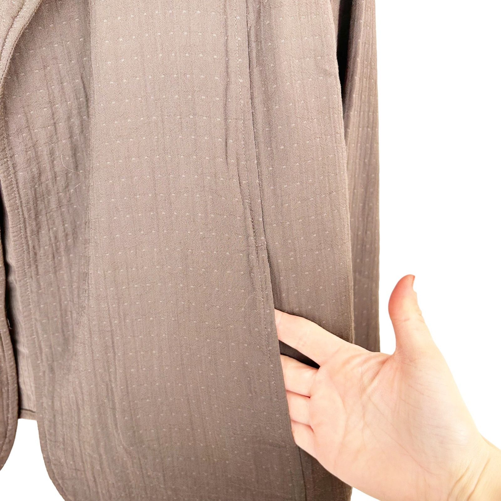 Eileen Fisher Eileen Fisher Brown Open Front Cardigan Blazer Sz M Size M / US 6-8 / IT 42-44 - 4 Thumbnail