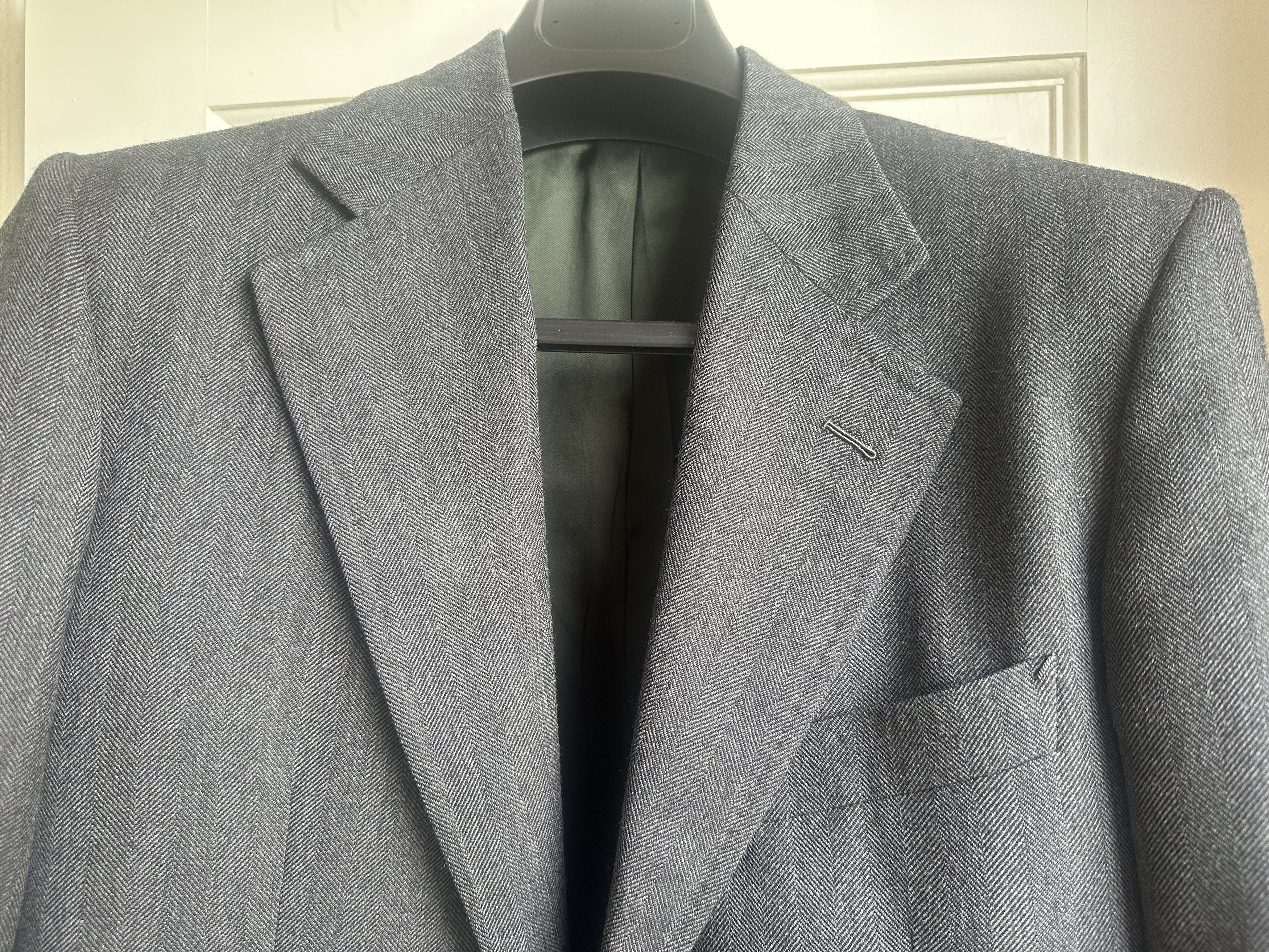 HUSBANDS SINGLE-BREASTED JACKET IN WOOL - MEDIUM GREY HERRINGBONE Size 38R - 3 Thumbnail