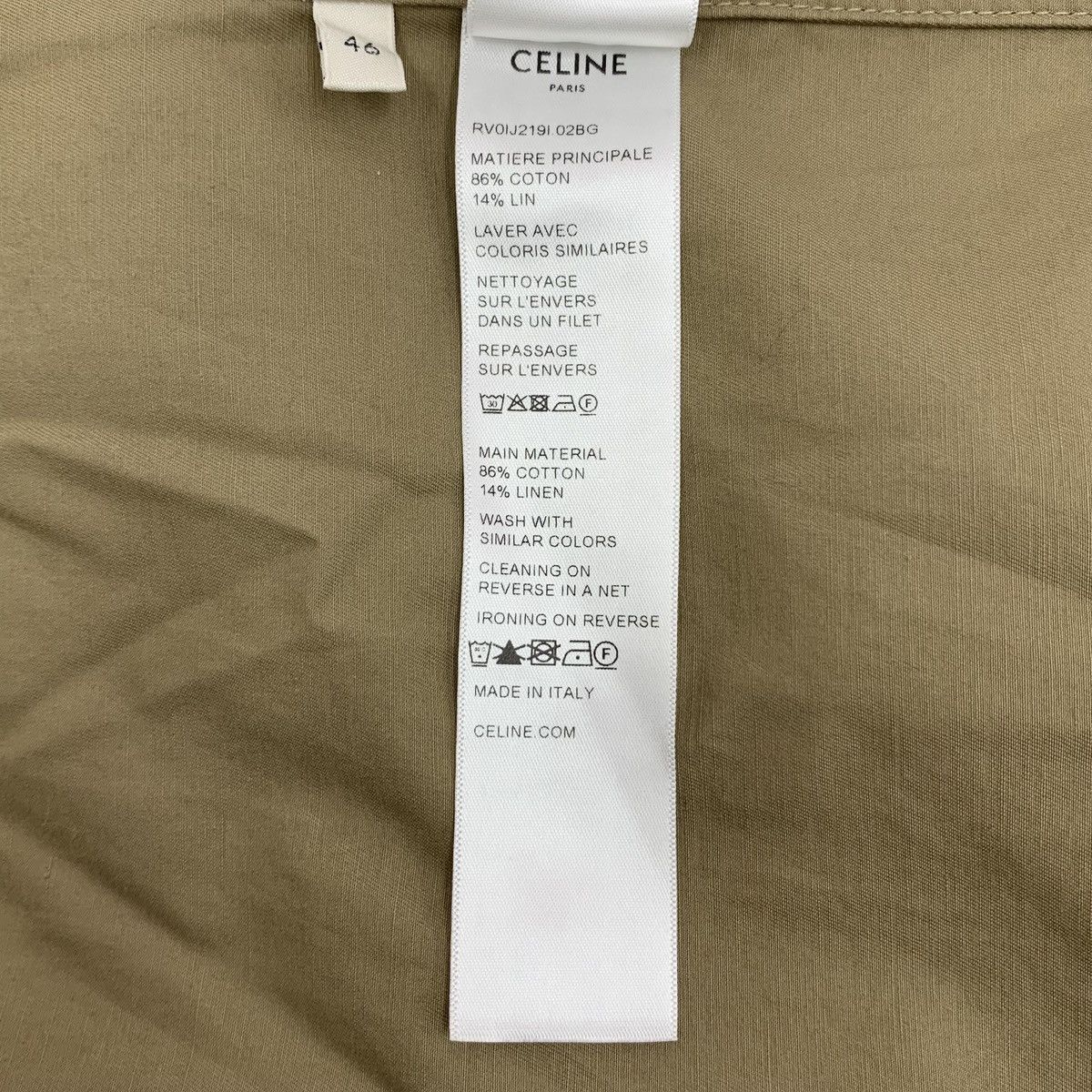 Celine Celine Army Green Linen Blend Long Sleeve Shirt K26WX Size S / US 4 / IT 40 - 7 Thumbnail