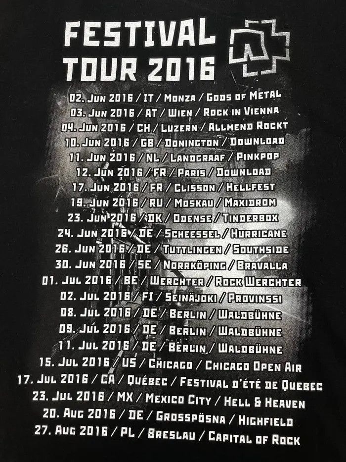 Vintage Vintage Rammstein Festival Tour 2016 T-Shirt Rock Band Y2K Size US XL / EU 56 / 4 - 7 Thumbnail