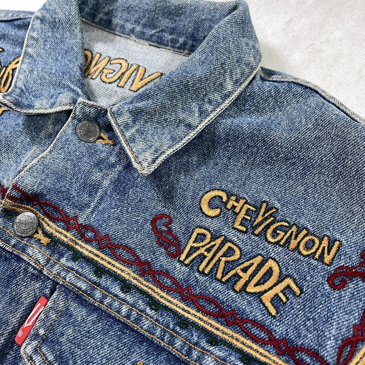 Rare!! Vintage CHEVIGNON Conquest Embroidery Denim Jacket