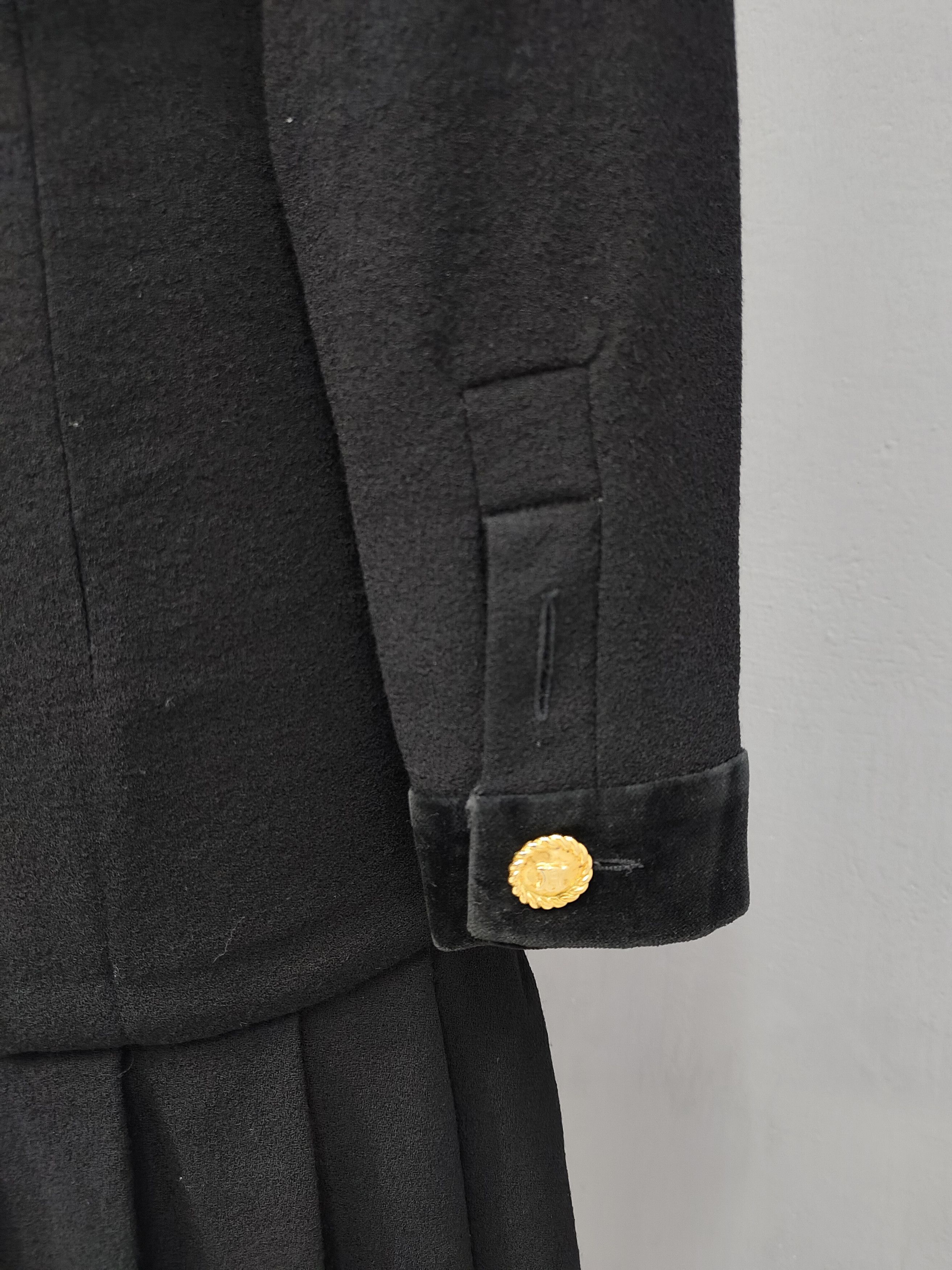 Celine 80s Celine- Archive Trompe L’Oeil Tailoring Wool Velvet Trim Size M / US 6-8 / IT 42-44 - 6 Thumbnail