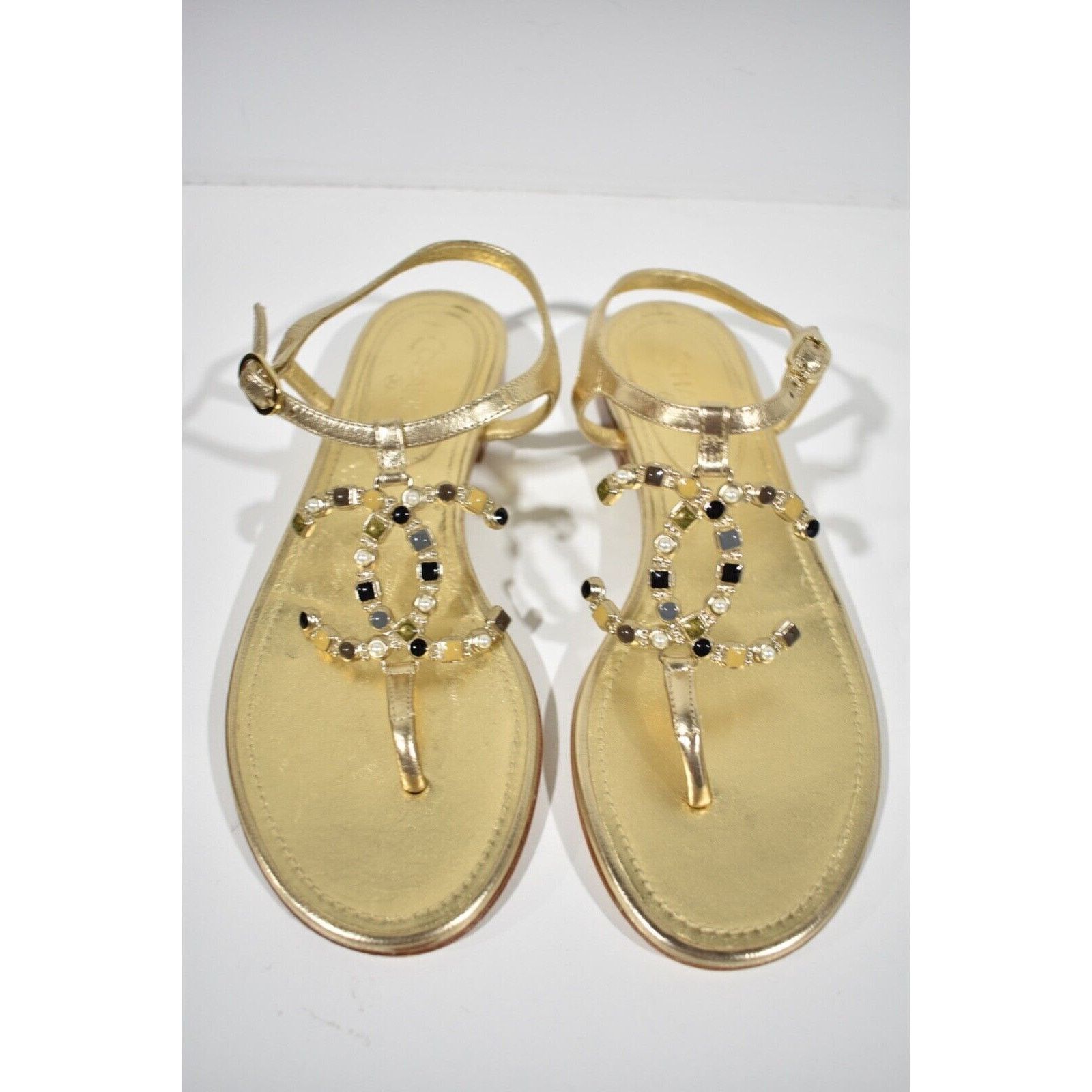 Chanel Chanel 19P Gold Metallized Lambskin CC Logo Mule Slide Size US 6 / IT 36 - 4 Thumbnail