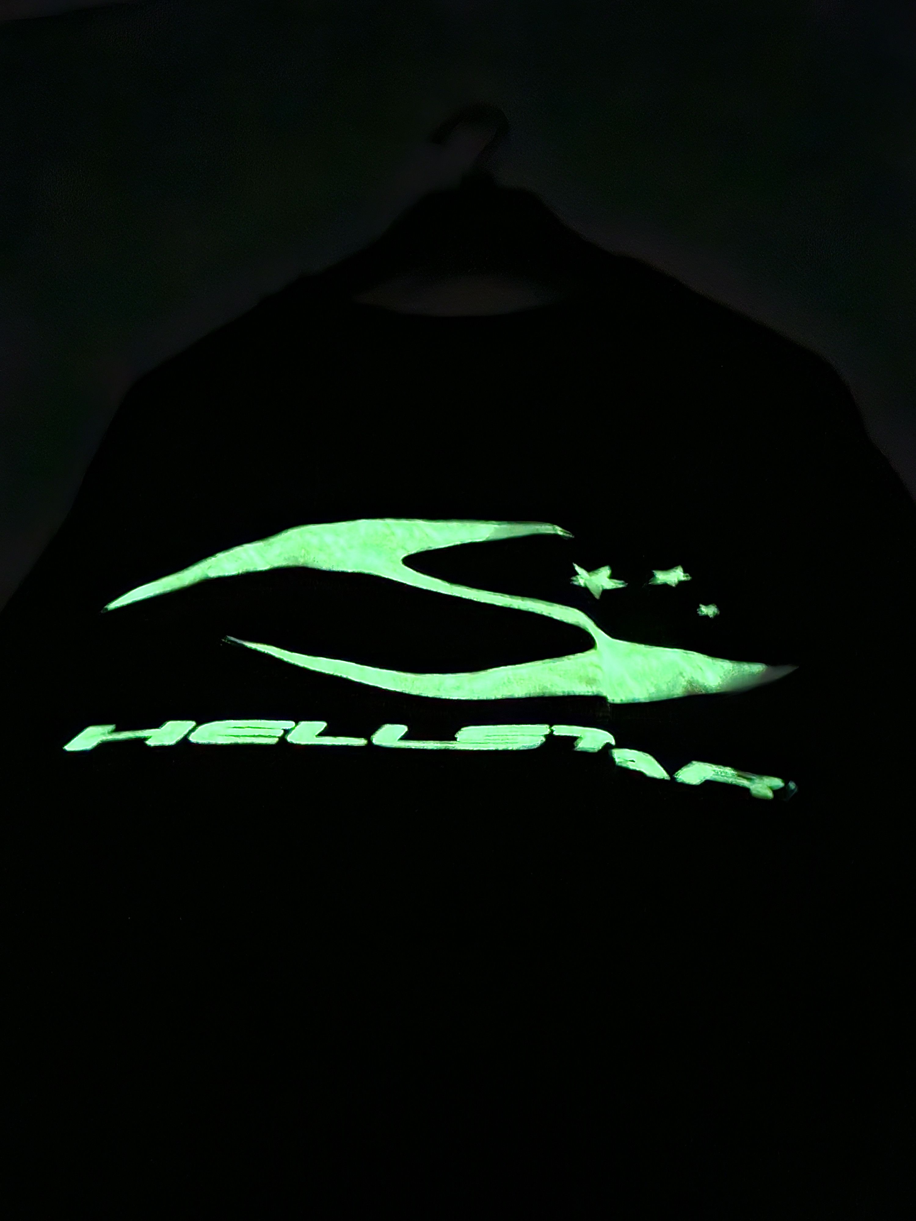 HELLSTAR Glow In The Dark Cursive Logo Oversized Black T Shirt Size US L / EU 52-54 / 3 - 3 Thumbnail