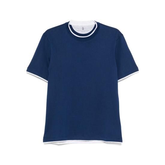 Brunello Cucinelli BRUNELLO CUCINELLI Men T-Shirts M0B137427 CCB33 BLUE Size US L / EU 52-54 / 3 - 1 Thumbnail