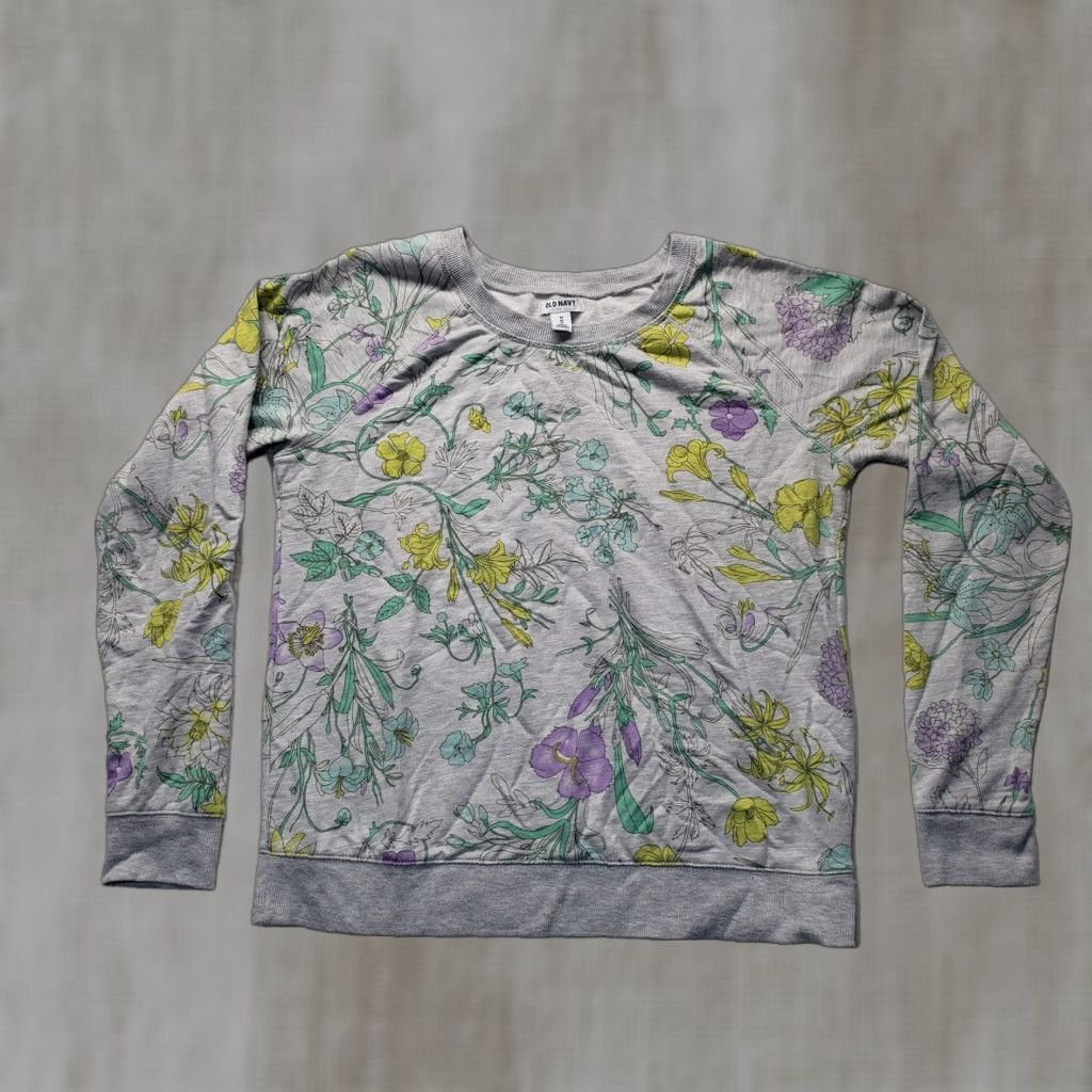 Old Navy Old Navy Gray Floral Flowers Sweater Long Sleeve Adult Women's Size S Small Size S / US 4 / IT 40 - 1 Thumbnail
