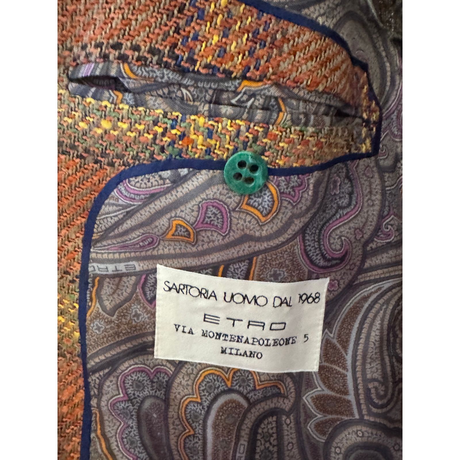 Etro Etro Sartoria Uomo Dal Men's Wool Multicolor Blazer Size US L / EU 52-54 / 3 - 6 Thumbnail