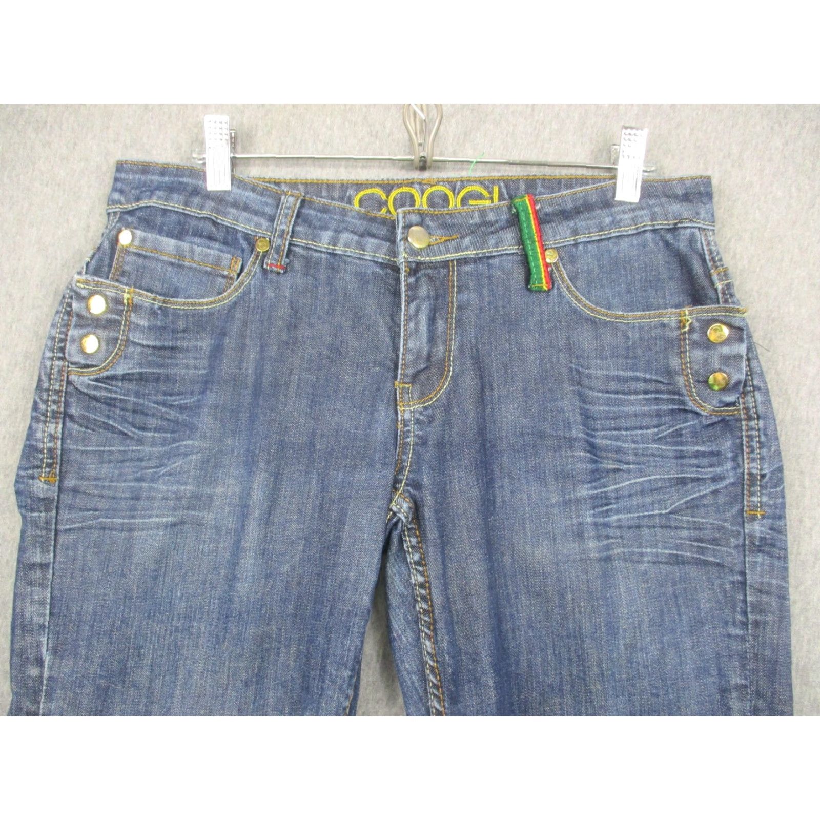 Coogi COOGI Jeans Womens 18 Blue Straight Leg Denim Gold Embellished Pockets Designer Size 40" / US 18 - 2 Thumbnail