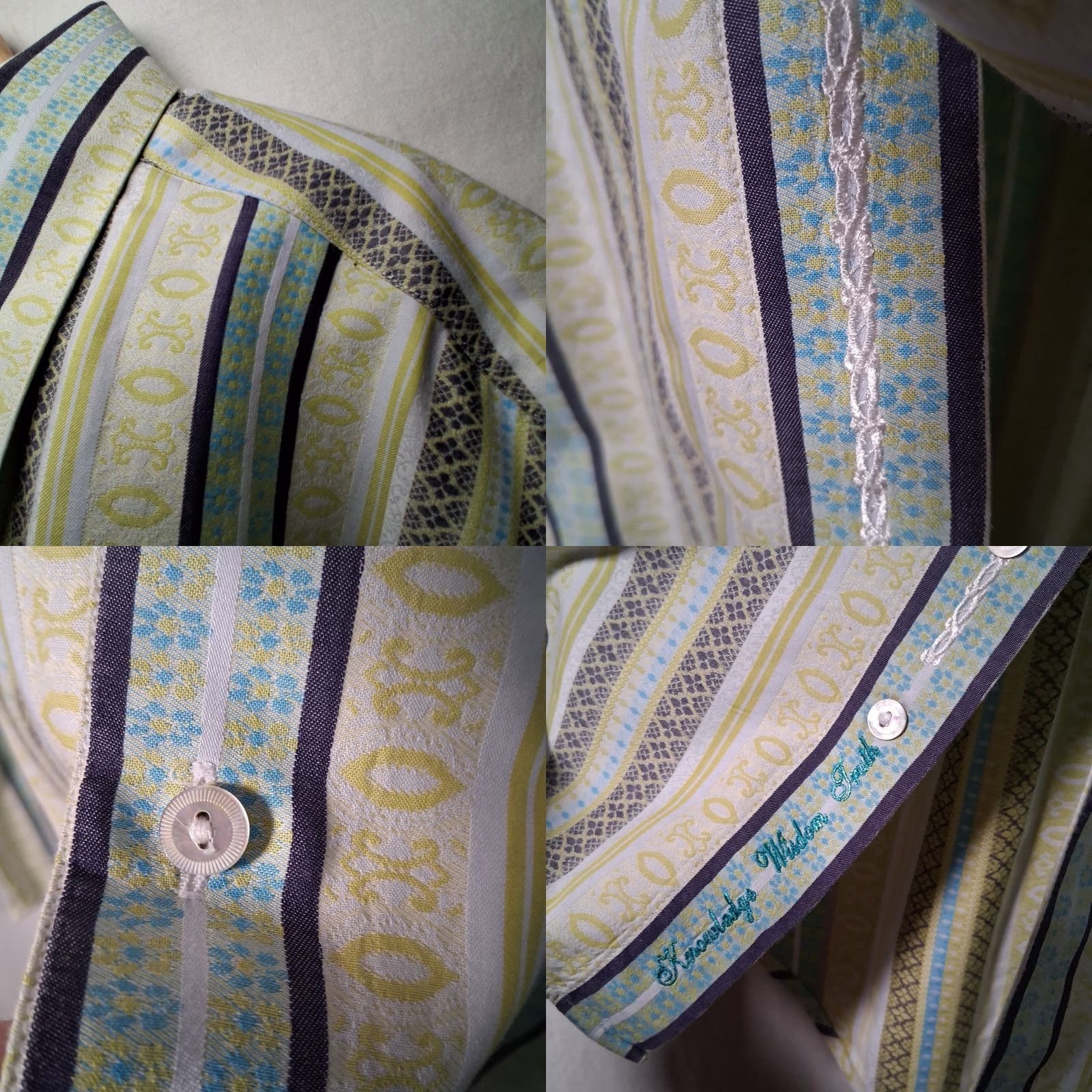 Robert Graham Robert Graham Shirt Men 3XL Blue Floral Long Sleeve Button Up Flip Cuff Silk Trim Collared Spread Pattern: Striped - Big & Tall Mens Apparel Size US XXL / EU 58 / 5 - 11 Thumbnail