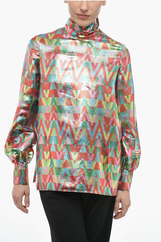 Image of Valentino Satin Blouse With Self-Tie Detail, Women's (Size Small)