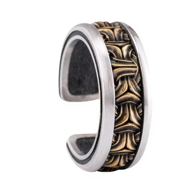 Jewelry × Vintage General Token Design Gold Silver Collision Men Finger Ring Size ONE SIZE - 1 Thumbnail