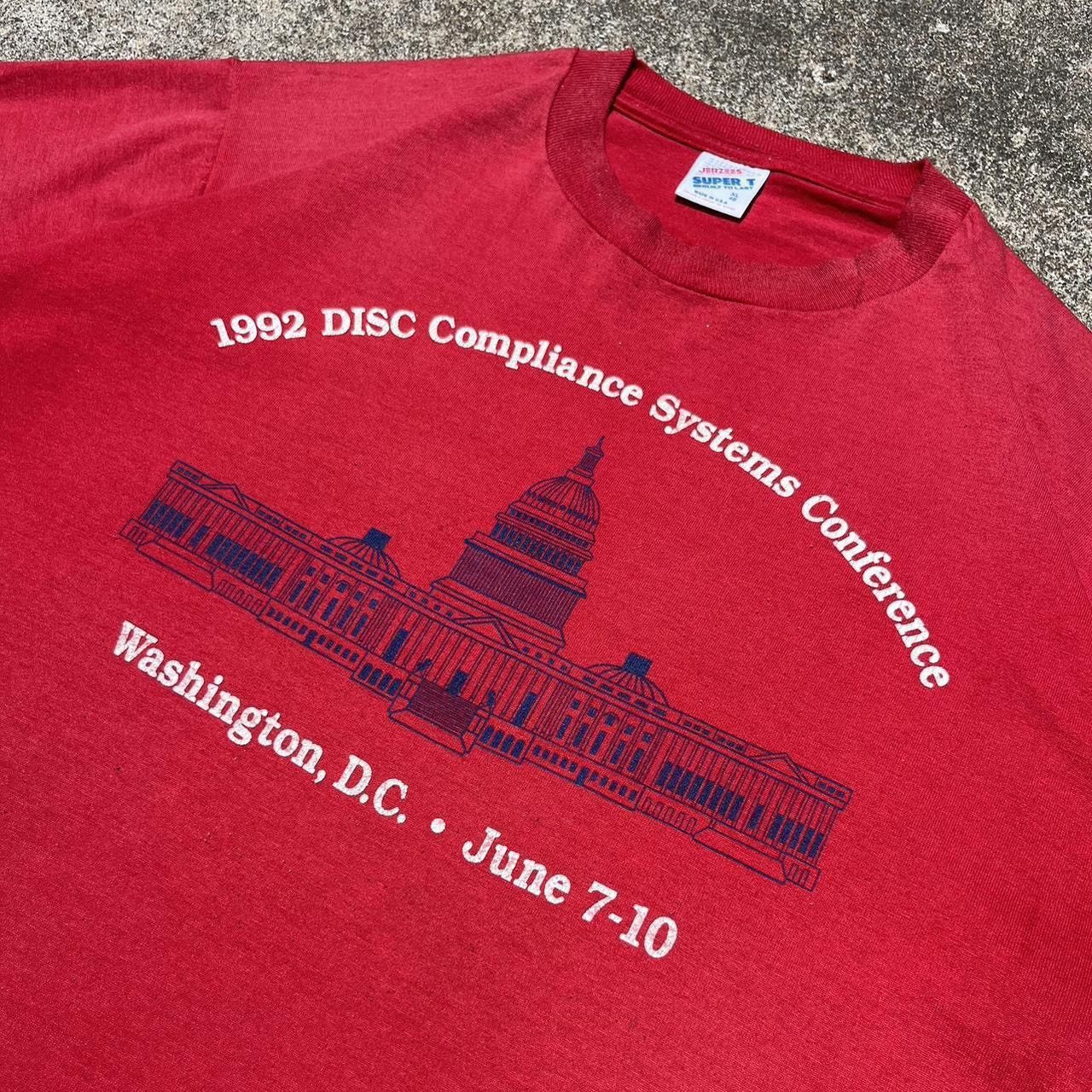 Jerzees × Vintage Vintage 90s Washington DC Tee USA Jerzees Single Stitch Size US XL / EU 56 / 4 - 1 Thumbnail