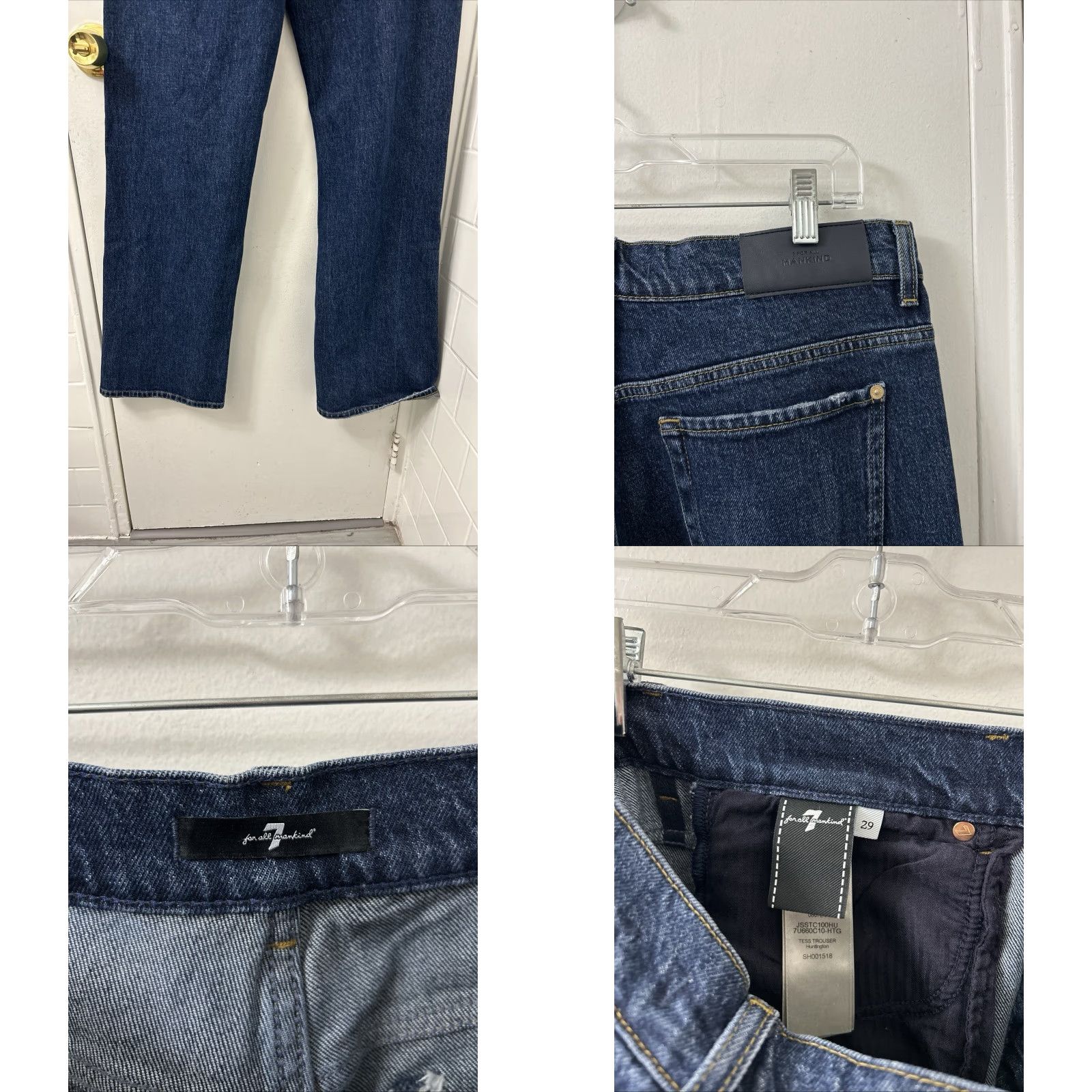 7 For All Mankind 7 For All Mankind Jeans Mens 29x34 Dark Wash Straight Leg Pocket Denim 5-Pocket Zip Button YKK Size US 29 - 8 Thumbnail