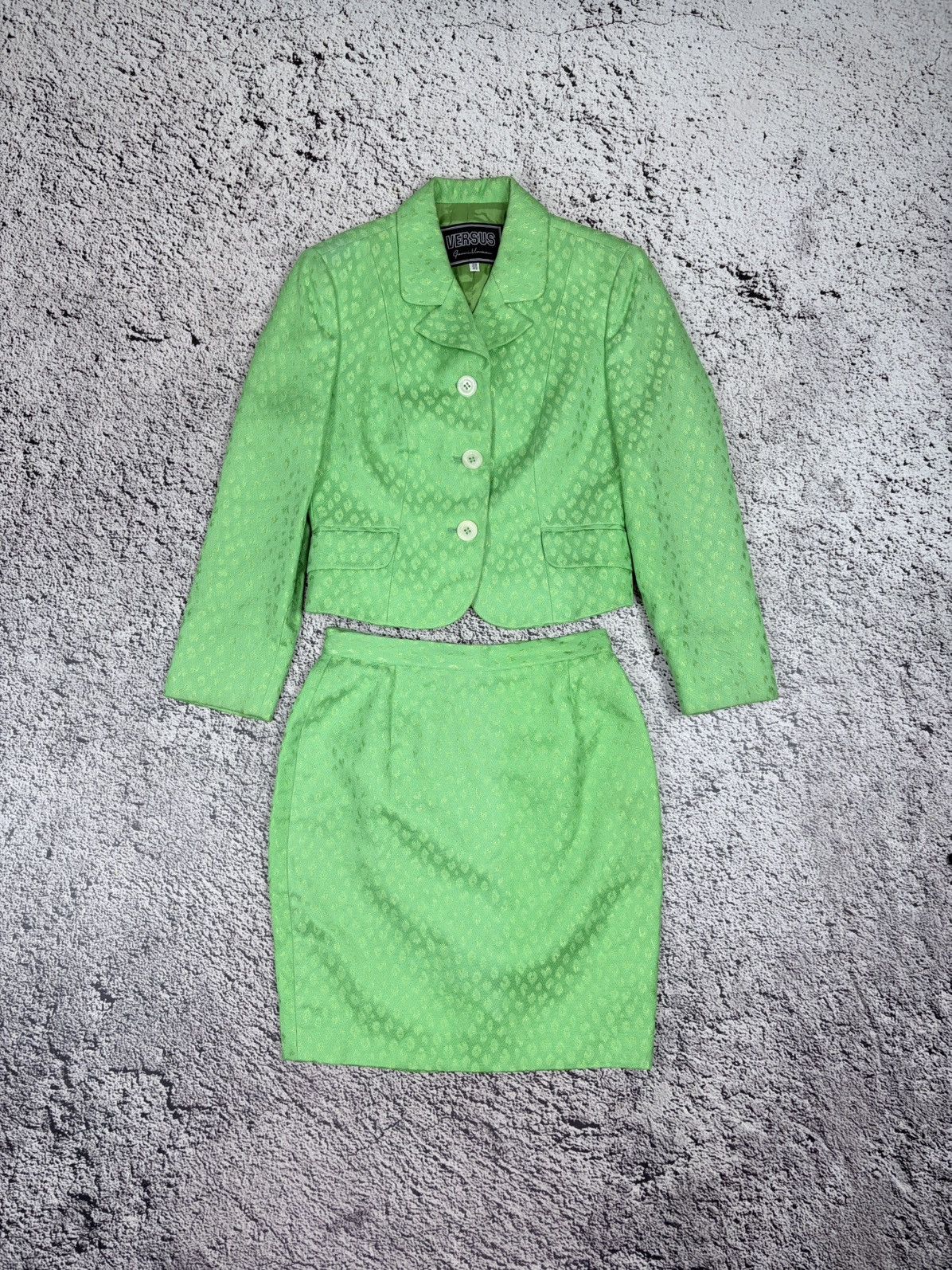 Versus Versace Vtg Versus Gianni Versace Mob Wife Skirt Suit 90s Archive Size 28" / US 6 / IT 42 - 1 Thumbnail