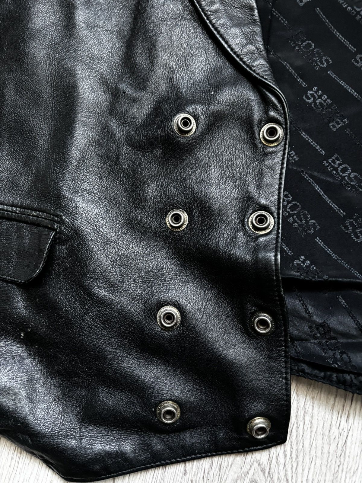 Hugo Boss Rare Hugo Boss Double-Breasted Leather Vest Czechoslovakia Size 38R - 16 Thumbnail