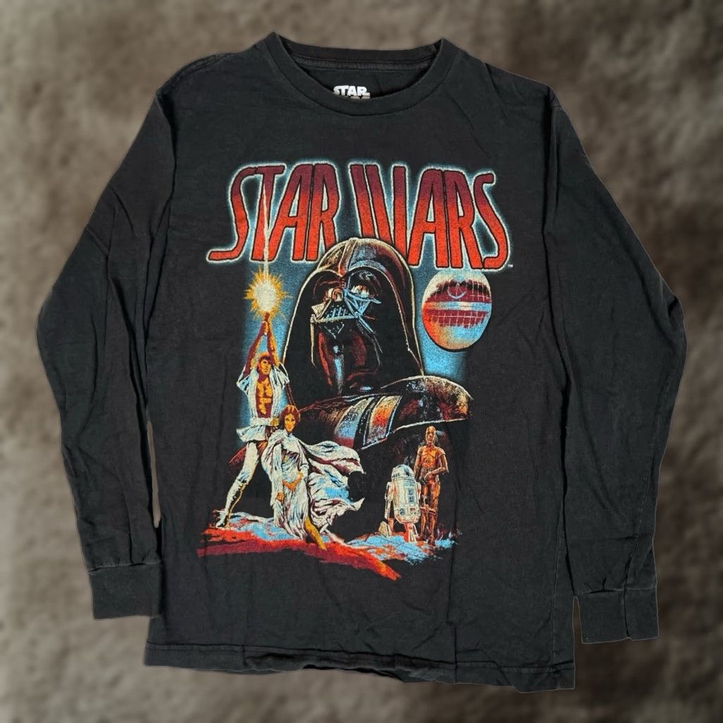 Mad Engine VINTAGE Star Wars Darth Vader Long Sleeve Shirt Mad Engine S Black 80s Retro Unisex Adults Mens Girls Size US S / EU 44-46 / 1 - 1 Thumbnail
