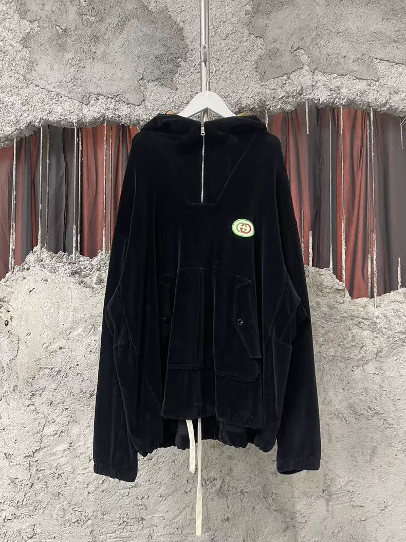 Gucci Gucci Velvet Half-Zip Hoodie-dmc Size US M / EU 48-50 / 2 - 1 Thumbnail