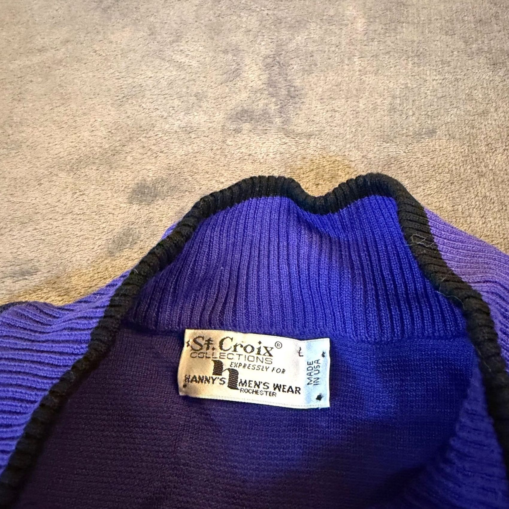 Vintage St Croix Collections Purple Quarter Zip Knit Sweater Mens Large USA Made Size US L / EU 52-54 / 3 - 2 Thumbnail