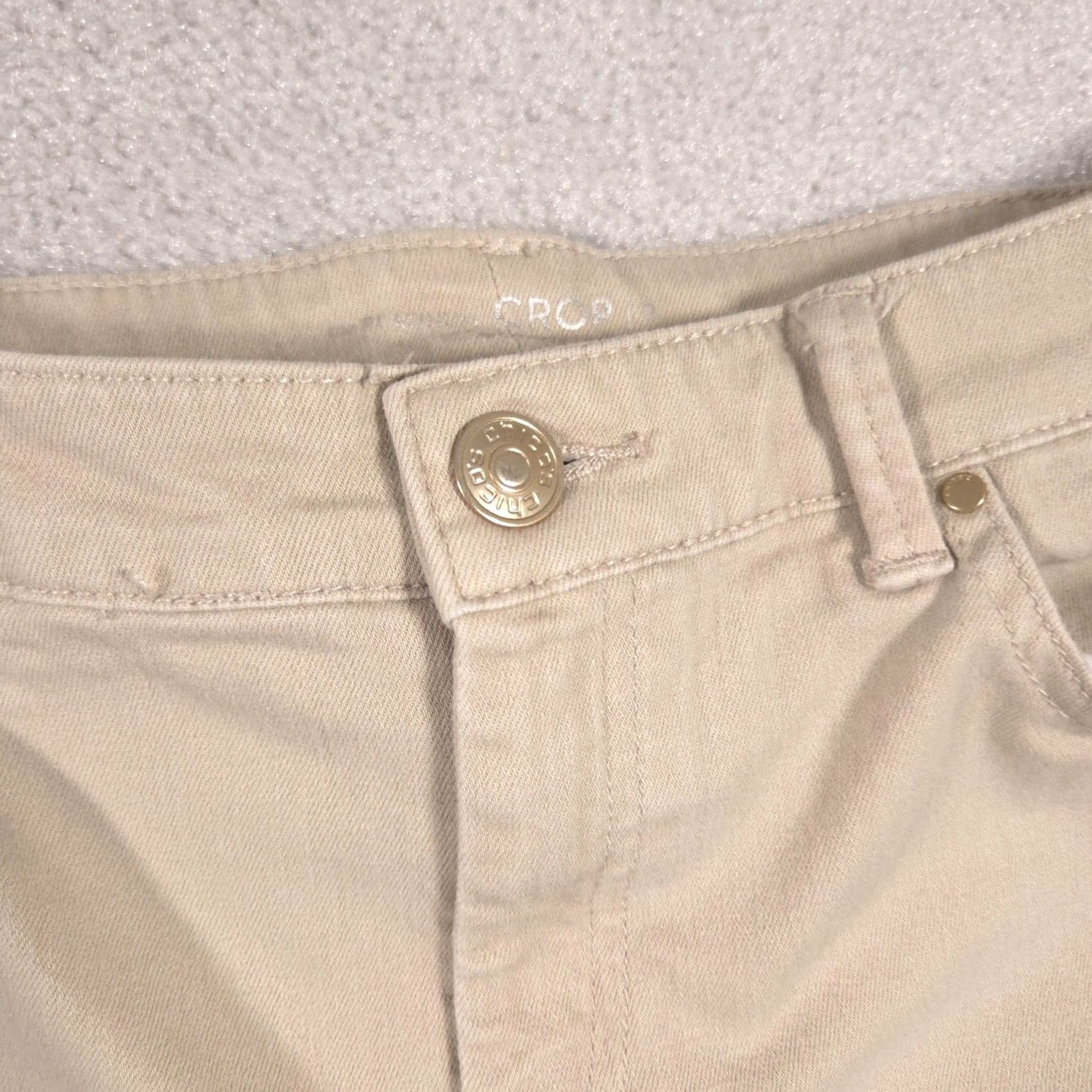 Vintage Chicos Platinum Crop Pants Womens 0 Beige Denim Straight Leg Stretch Casual Pants Size 25" / US 0 / IT 36 - 4 Thumbnail