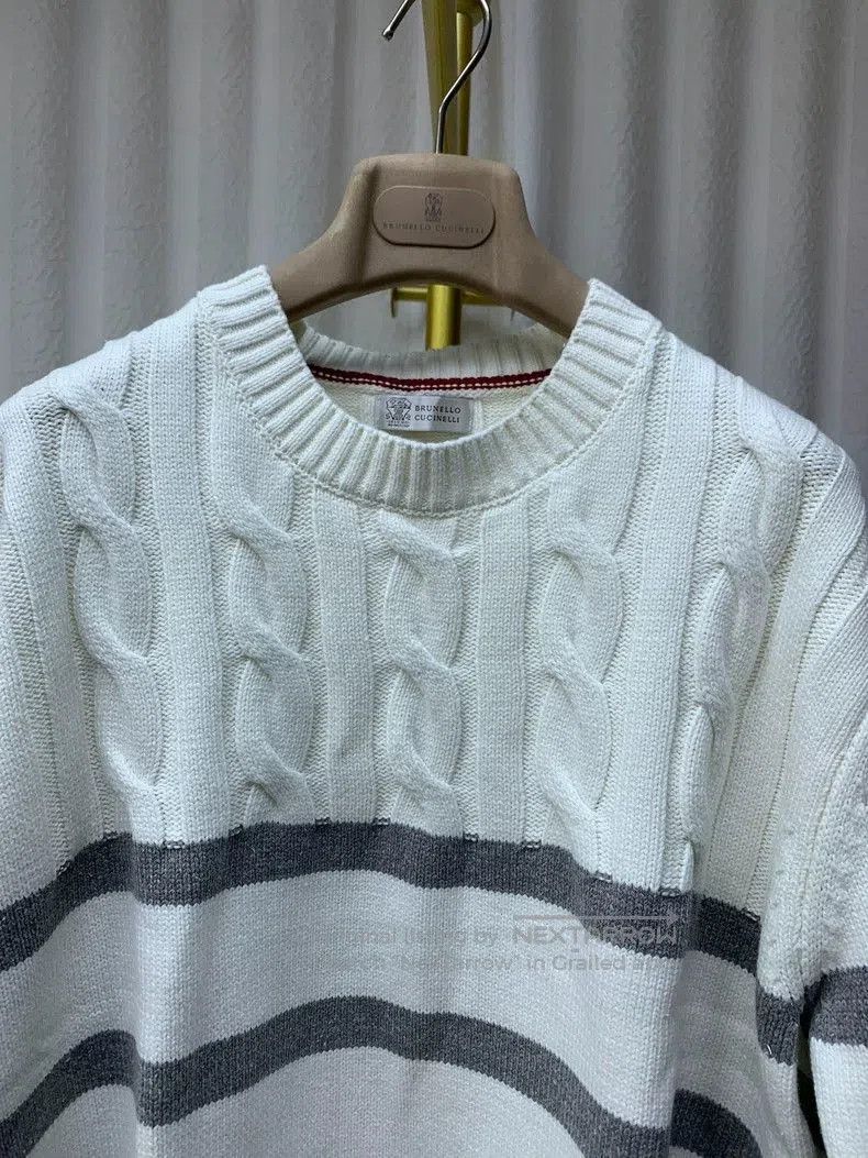 Brunello Cucinelli White Cable Sweater.