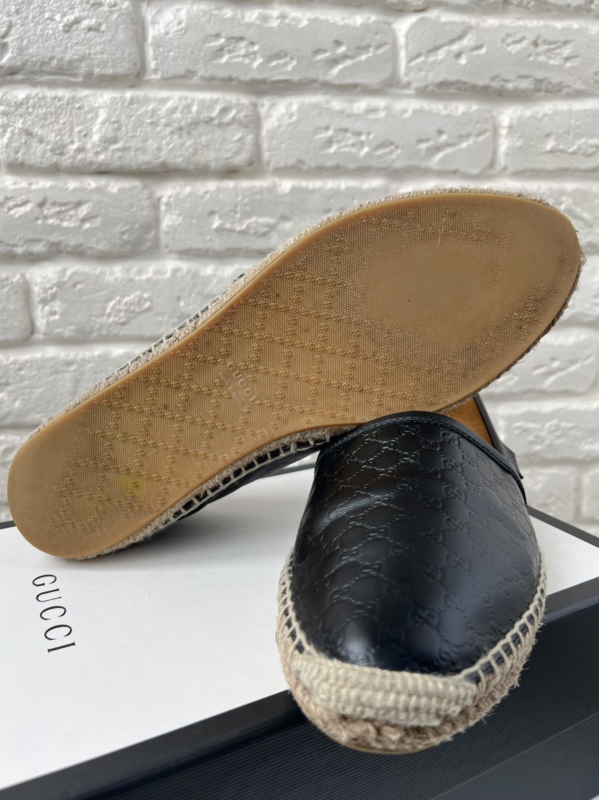 Gucci Gucci GG Monogram Black Leather Espadrilles Shoes Size US 8 / EU 41 - 9 Thumbnail