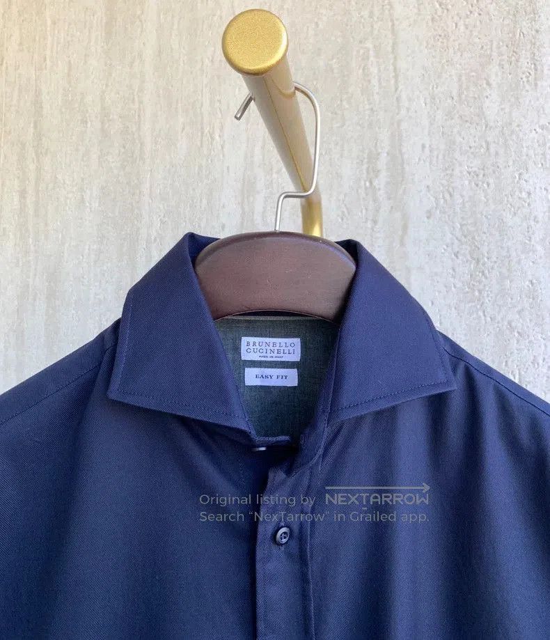 Brunello Cucinelli Brunello Cucinelli Blue Twill Shirt. Size US M / EU 48-50 / 2 - 2 Thumbnail