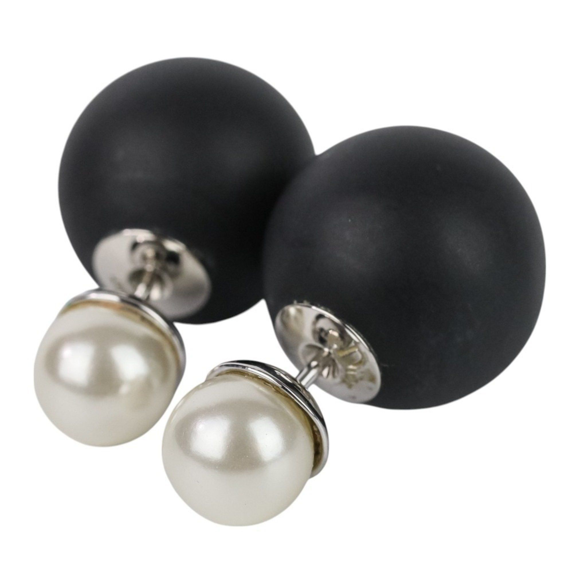 Christian Dior Tribales Stud Earrings, Resin Pearl x Black, Women's