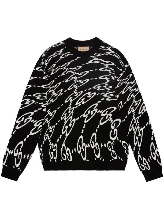 Gucci o1s1wg111025 Wavy GG Cotton Sweater in Black/White Size US S / EU 44-46 / 1 - 1 Thumbnail