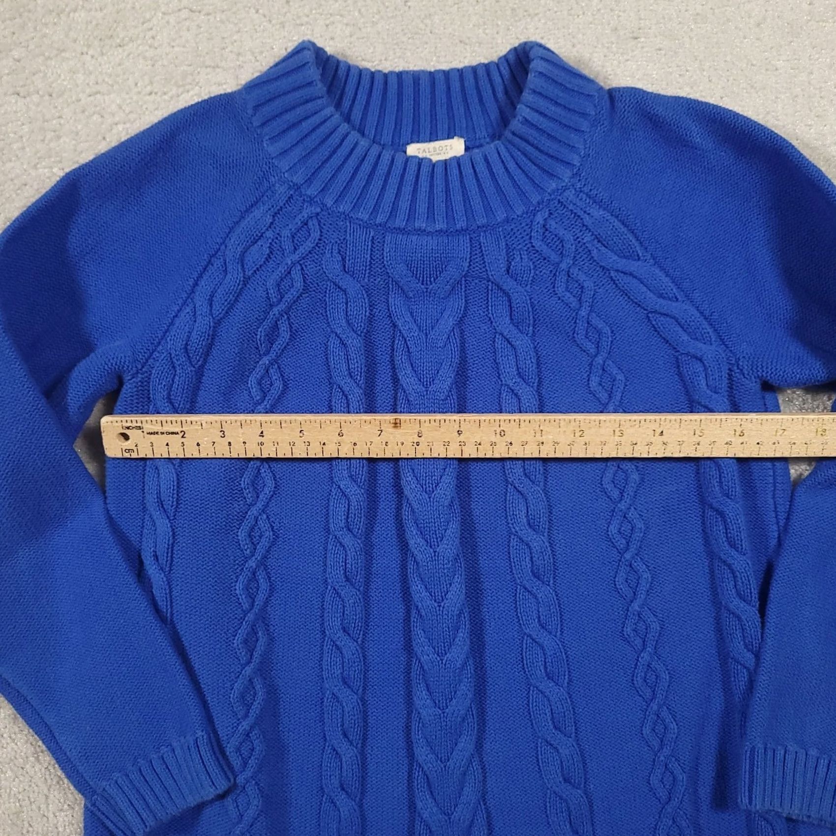 Talbots Talbots Cable Knit Crewneck Sweater Blue Size Medium Petite Size M / US 6-8 / IT 42-44 - 3 Thumbnail