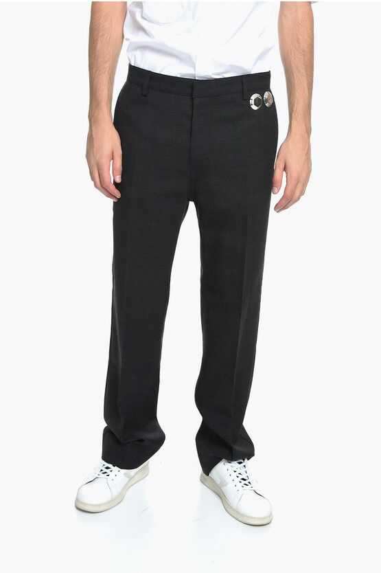 image of Stefan Cooke Gimme On "s" Wool Blend Pants With Silver Details in Grey, Men's (Size 30)