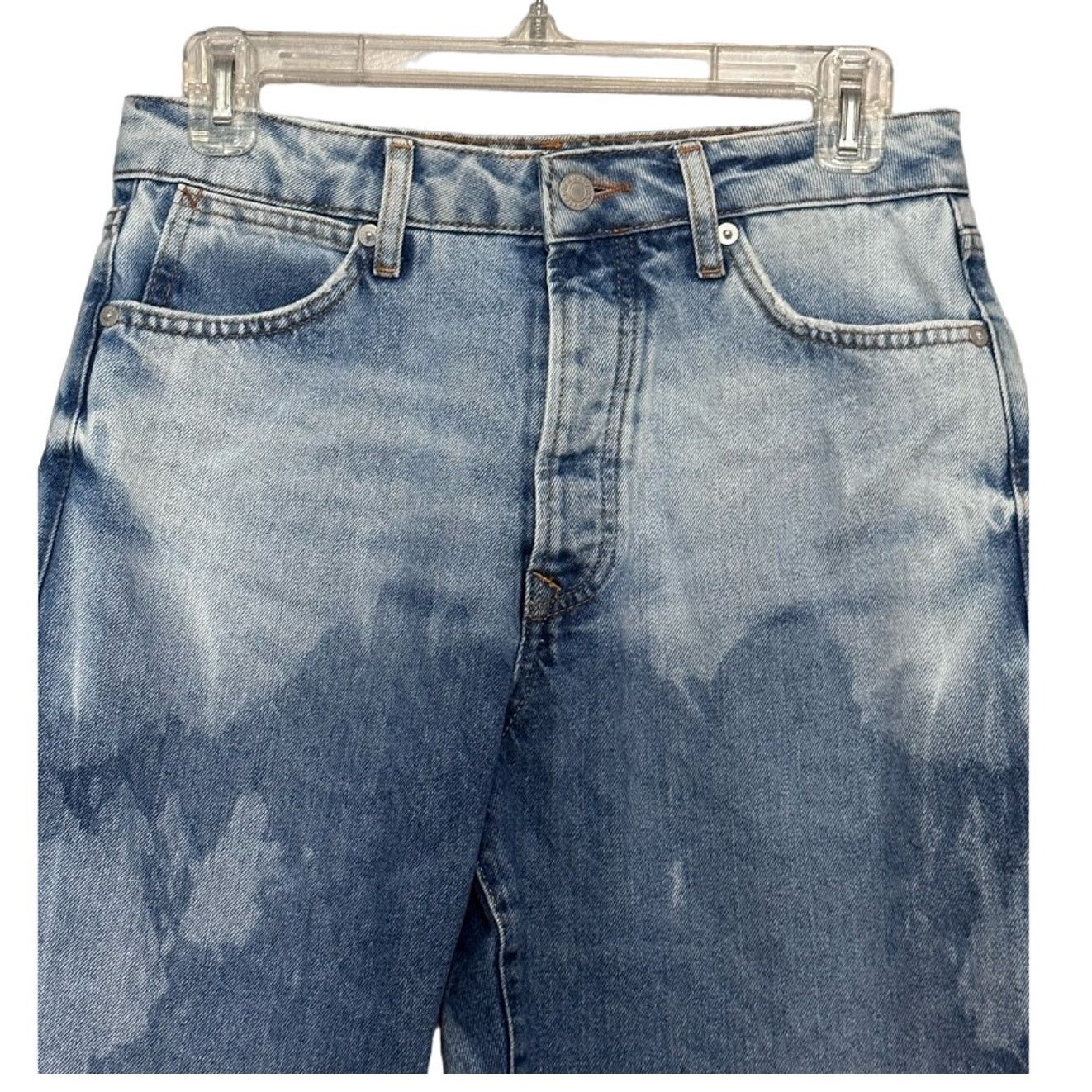 Topman Topman Bermuda Shorts Cut Off Frayed Acid Wash Denim Blue 28 Size 28" / US 6 / IT 42 - 2 Thumbnail
