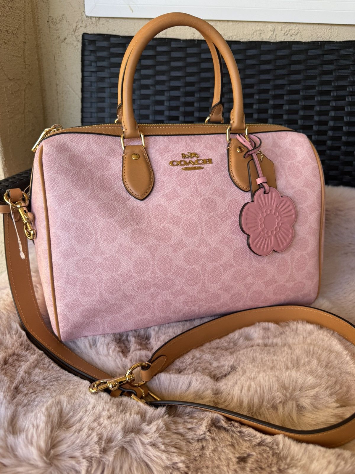 Coach Coach Rowan LARGE Satchel Bag POWDER PINK With Charms CEA19 Size ONE SIZE - 1 Thumbnail