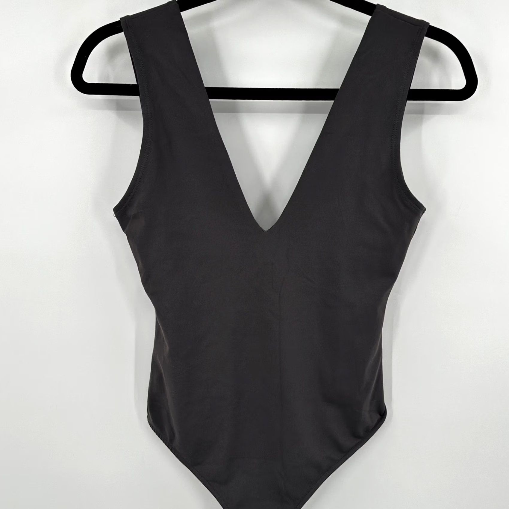 Free People Intimately Free People Bodysuit Deep V-Neck Gray Small Contemporary Sleek Women XS? No—Size S Size S / US 4 / IT 40 - 2 Thumbnail