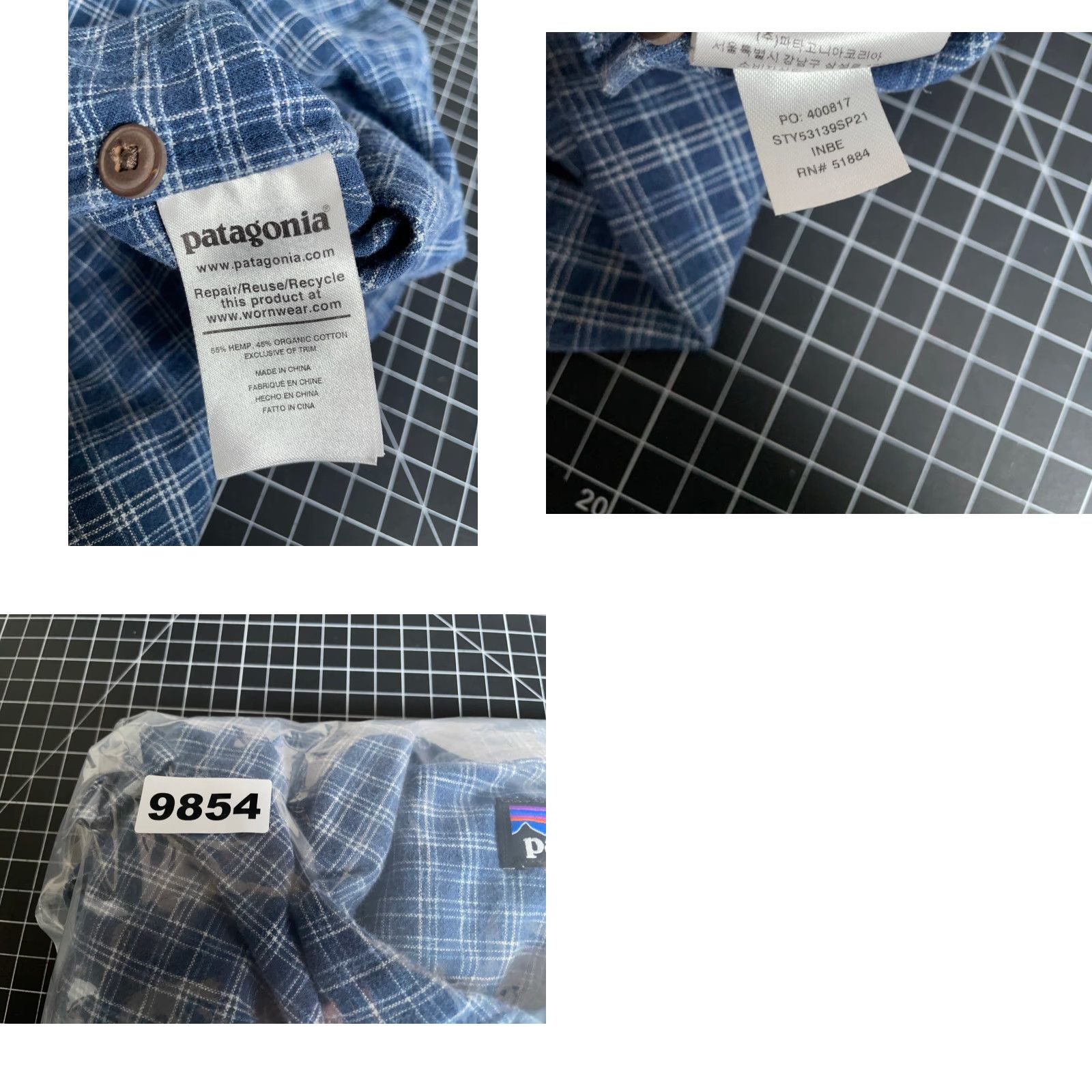 Patagonia Patagonia Back Step Shirt Adult XL Blue Check Short Sleeve Hemp Cotton 53139 Size US XL / EU 56 / 4 - 8 Thumbnail
