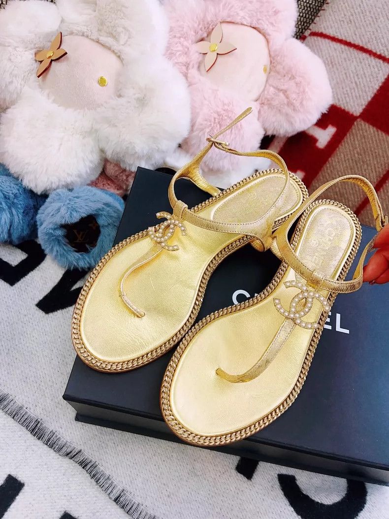 Chanel Chanel Gold chain sandals clip sandals Size US 5.5 / IT 35.5 - 1 Thumbnail