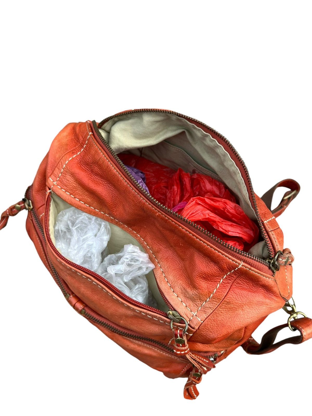 Leather Kissora Japan Sun Faded Patina Leather 2 Way Sling Bag Size ONE SIZE - 20 Thumbnail