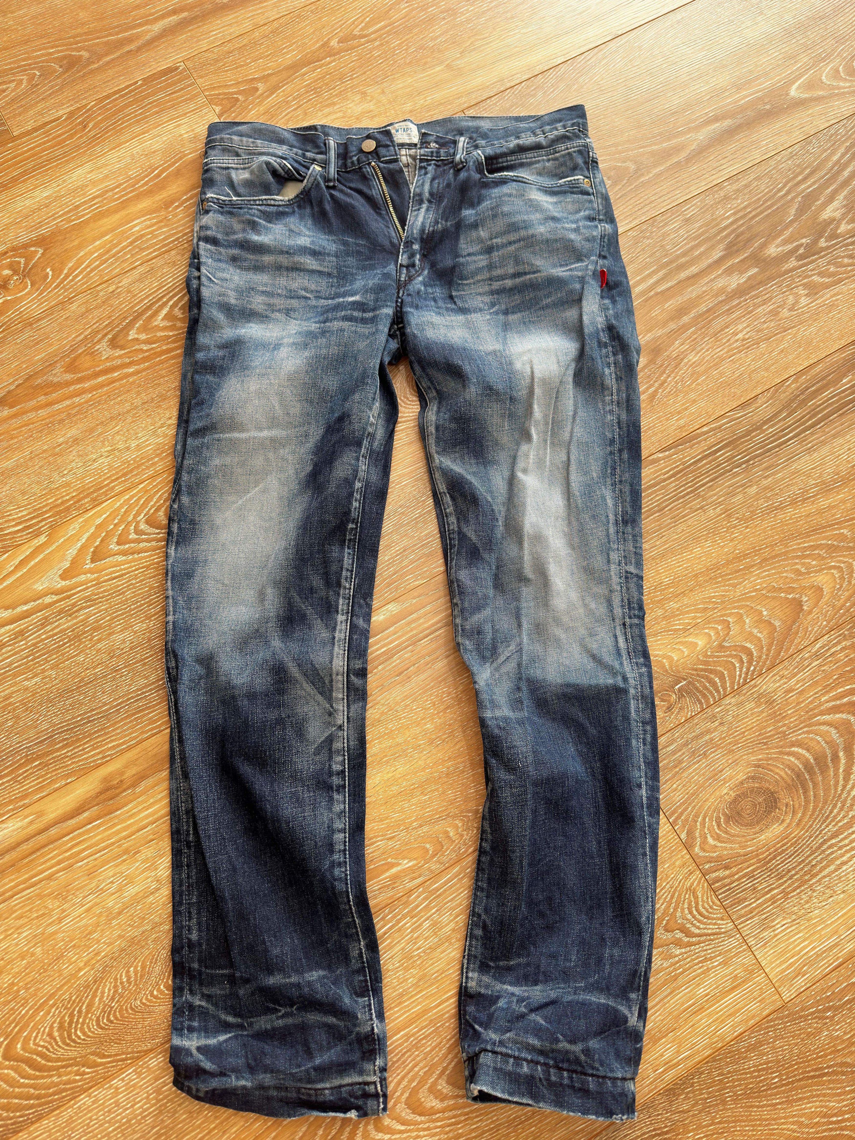 Image of Wtaps Blue Trash Denim Jeans, Men's (Size 33)